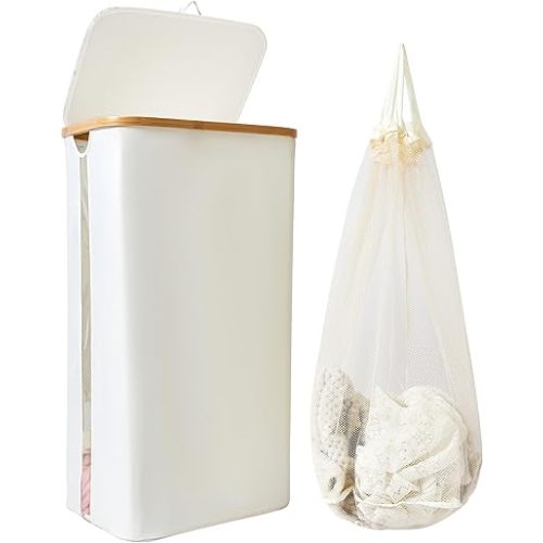 Laundry Hamper with Lid, 100L Large Laundry Basket, Clothes Hamper with Clear Window Visible, Removeable Laundry Bags for Bathroom Bedroom Home, Toy Organizer, Laundry Room