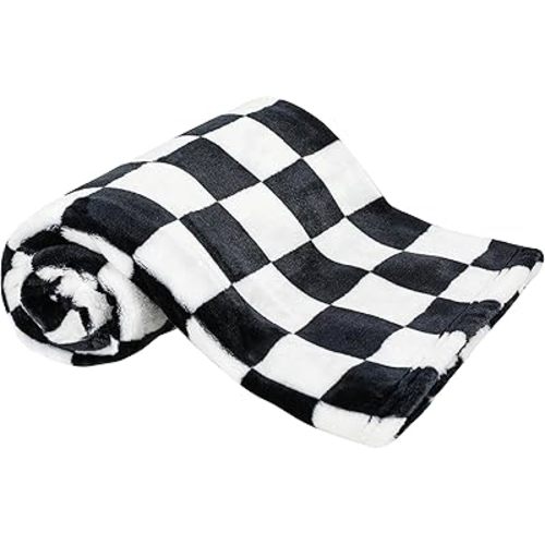 Checkered Baby Blanket Fleece Baby Blankets for Boys Girls, Ultra Soft Cozy Fluffy Infant Toddler Newborn Receiving Blankets for Crib Stroller, 30''x40'', Black