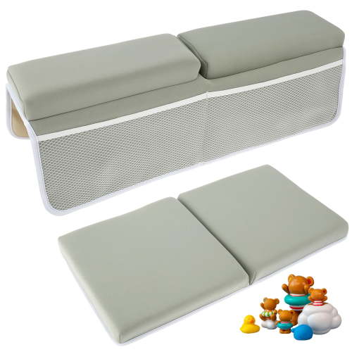 2Pcs Baby Bath Kneeler and and Elbow Rest Pad with 4 Bathtub Toy Organizer Gray