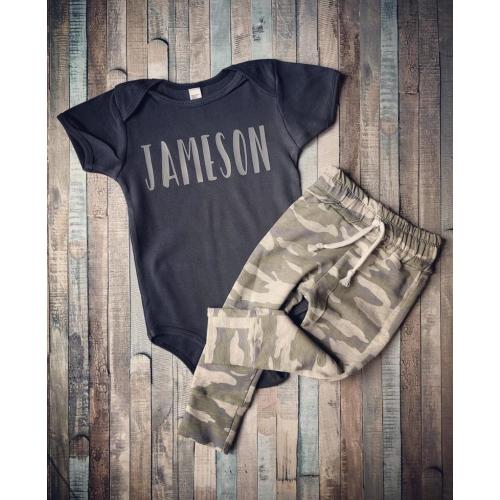 Camo Baby Boy Joggers Personalize Bodysuit Boys Birthday - Etsy