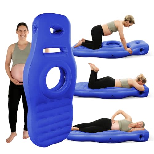 Toggloo Inflatable Full Body Pregnancy Pillow, Full Body Maternity Airbed with Belly Hole for Comfort – Best Prone Sleeping Support for Pregnant Women – Portable, Adjustable & Travel-Friendly, Blue