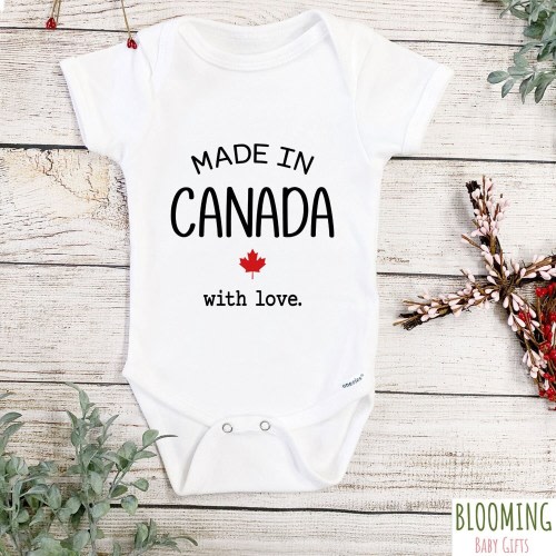 Made In Canada Baby Bodysuit, Pregnancy Announcement, Canada Clothing, Baby Reveal Clothing, Canadian Bodysuit