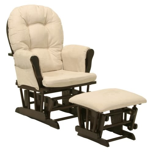 Storkcraft Premium Hoop Glider & Ottoman, Espresso with Beige