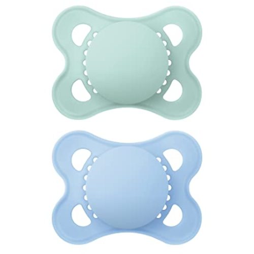MAM Original Matte Baby Pacifier, Nipple Shape Helps Promote Healthy Oral Development, Sterilizer Case, Boy and Girl , 0-6 Months (2 Count)