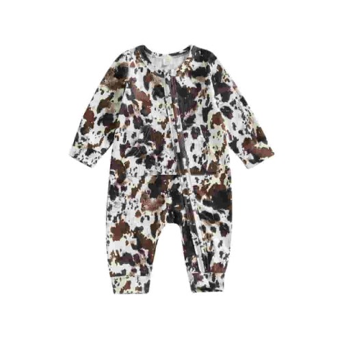 Western Baby Boy Outfits Newborn Cowboy Jumpsuit Cow Print Long Sleeve Romper Bodysuit Infant Spring Fall Clothes