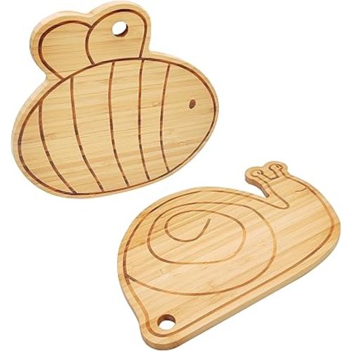Small Bamboo Cutting Board Set, Mini Fruit Wood Chopping Board, Snail & Bee Shape Cheese Board