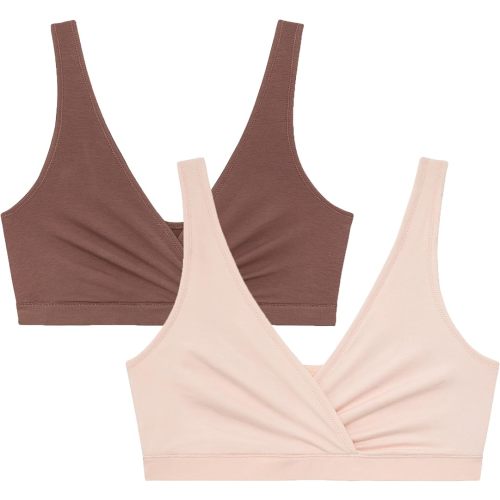 Motherhood Maternity Women's Soft Cotton Spandex Wrap Front Maternity & Nursing Sleep Bralette Bra S-3x