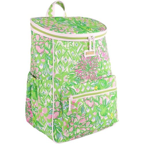 Lilly Pulitzer Insulated Backpack Cooler Large Capacity, Lime Feeling Good Portable Soft Cooler Bag for Picnics, Beach, Pool, Hiking, Lime Feeling Good