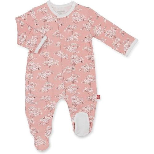 Magnetic Me Footie Pajamas Soft Modal Baby Sleepwear with Quick Magnetic Fastener | Boys and Girls Sleeper 0-3 Months - Cherry Blossom