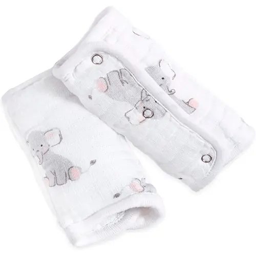 Aden by aden + anais Strap Cover; 100% Cotton Muslin Strap Covers with 100% Polyester Fill; 2-Pack; Safari Babes - Elephant