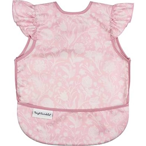 Tiny Twinkle Mess Proof Baby Bib for Girls | Waterproof Toddler Bib for Eating | Baby Apron for Feeding | Machine Washable | Perfect Shower Gift (Toile, 6–24M)