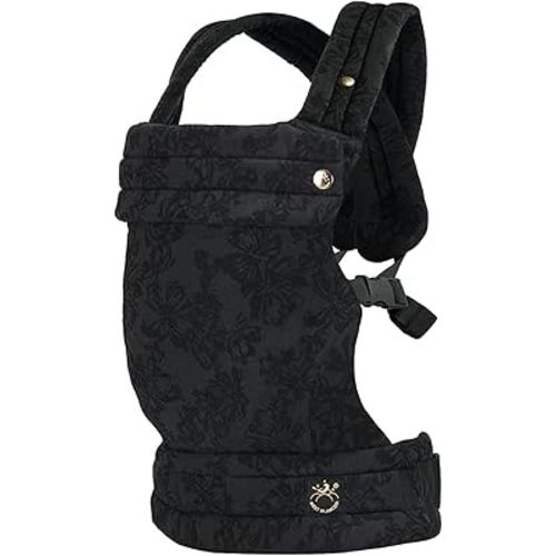 NEST BLANCHE Baby Carrier – Soft Cotton Linen Blend with Magnolia Jacquard Design, Adjustable and Ergonomic for Newborns and Toddlers (Ebony)
