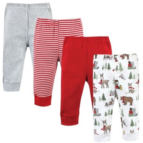 Hudson Baby Unisex Baby Cotton Pants, Christmas Forest, 0-3 Months