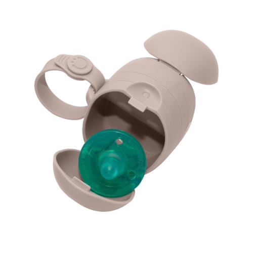 Ubbi On-The-Go Dual Pacifier Holder, Keep's Baby's Binkies Clean and Accessible, Portable for Travel, Diaper Bag Accessory Must Have for Newborns, Taupe