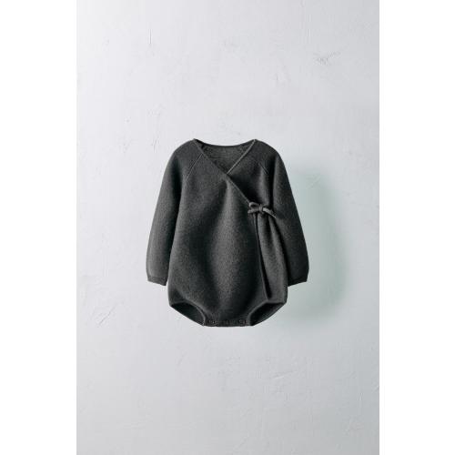 1-9 MONTHS/ WRAP 100% CASHMERE ROMPER LIMITED EDITION - Anthracite grey | ZARA United States