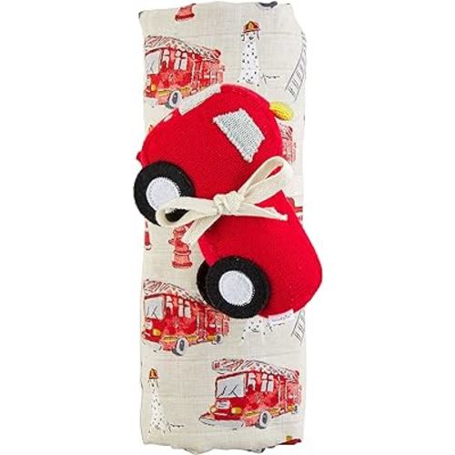 Firetruck Swaddle and Rattle