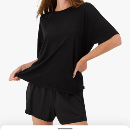 Hanes womens Originals 2 Piece Lounge Set, Comfywear Supersoft Boxy T-shirt & Sleep Shorts Loungewear Set