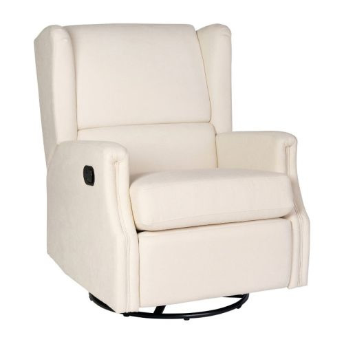 Emma And Oliver Manual Glider Rocker Recliner Chair With 360 Degree Swivel, Wingback Recliner In Cream