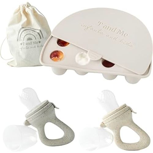 T and Me, Breastmilk Popsicle Mold, Baby Fruit Feeders and Freezer Tray, Safe Infant Self Feeding Kit, Baby Food Freezer, Fits 4oz., 4 Months+