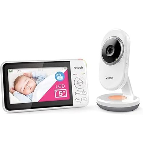 VTech BM5250N 5" Full Colour Video Baby Monitor with Night Light, 2-Way Talk, Soothing Sounds, Room Temperature Monitor, up to 17 Hours Battery Life