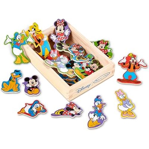 Melissa & Doug Wooden Mickey Mouse Character Magnets (20 pcs) - Cute Fridge Magnets For Toddlers Ages 2+
