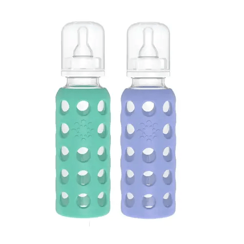 Lifefactory 9oz Glass Baby Bottle 2pk (Kale/Blueberry)
