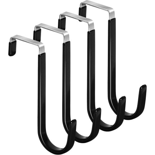 4 Pack Over The Door Hooks,5 in Hooks for Hanging Heavy Duty Door Hanger,Towel Hanger Hook Holders,Hangers Hook for Hanging Clothes,Towels,Hats,Coats,Bags (Black)