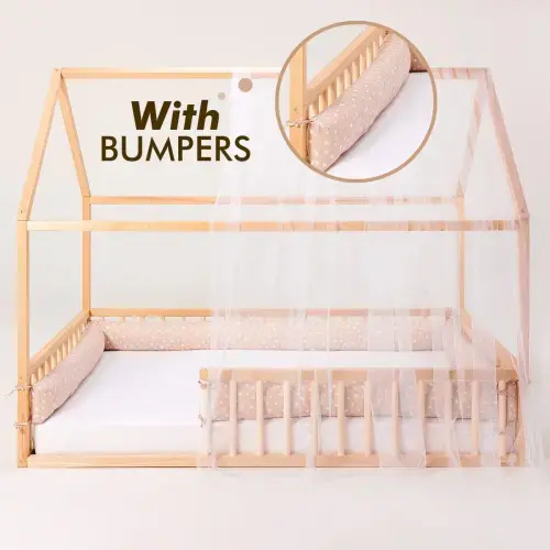 Goodevas | Montessori House Bed - Twin, Natural, Bumpers