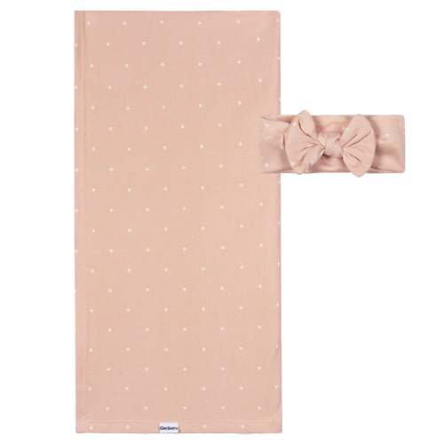 2-Piece Baby Girls Polka Dots Swaddle and Headband Set