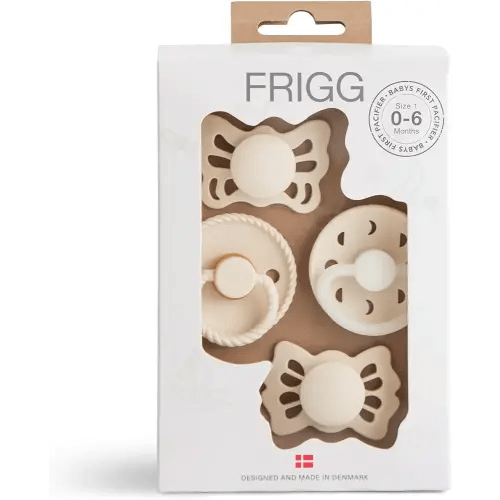 FRIGG Baby's First Pacifier​ - Moonlight Sailing 4-Pack | Made in Denmark | BPA-Free (Cream, 0-6 Months)