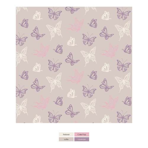 Print Footie with 2 Way Zipper in Latte Butterflies