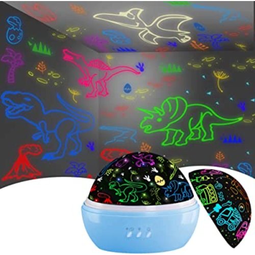 DQMOON Night Light for Kids,Dino and Car 2 in 1 Kids Night Light Projector 360° Rotating, Dinosaur Toys for Kids Bedroom Decor Christmas Birthday Boys Gifts