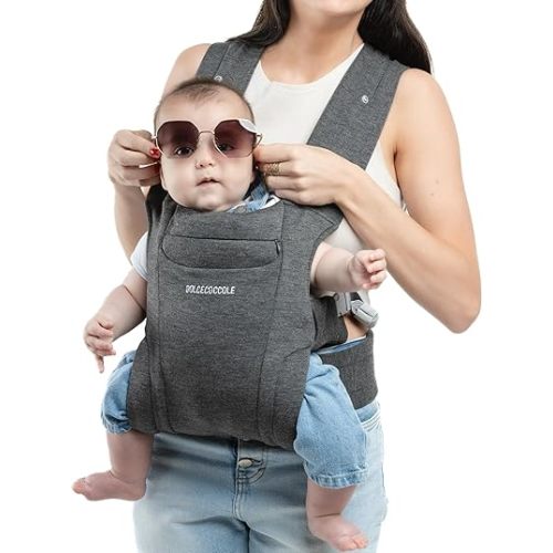 Baby Wraps Carrier - Baby Carrier Newborn to Toddler - Ergonomic Cozy Soft Cotton and Lightweight, Easy Adjustable, Face-in and Front Facing for 7-25lbs baby, Retractable Sun Protection, Washable,Gray