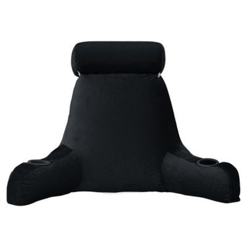 Large Oversized Reading And Bed Rest Pillow With Cup Holders By Sweet Home Collection® - Black