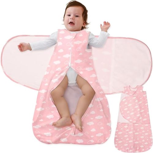 Baby Swaddle Sleep Sack, 1.0 Tog New-Parent-Friendly Swaddle for Newborns & infant 0-6 Months Baby Wearable Blanket Reduce Startle Reflex, Newborn Boys Girls Registry Essentials