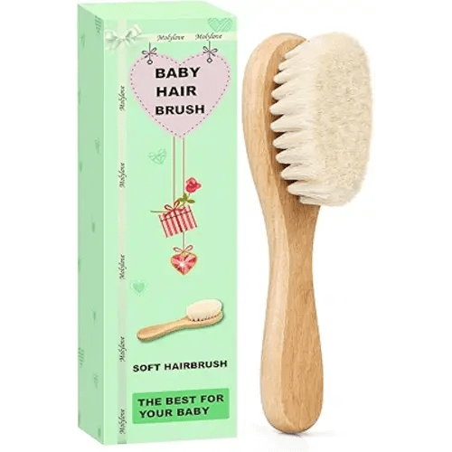 Baby Hair Brush, Wooden Goat Bristles Hair Brush for Newborns & Toddlers, Ideal for Cradle Cap, Perfect Baby Registry Gift, Hypoallergenic, 1 Count