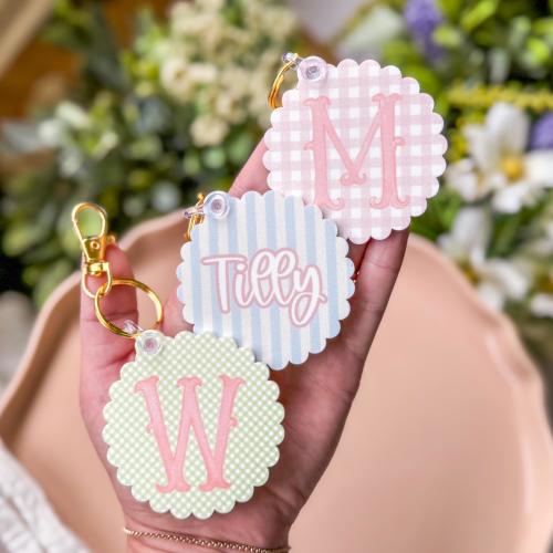Personalized Scallop Bag Tags, Diaper Bag Name Tag, Luggage Name Tags, Dance Bag Tag, Bridal Party Gifts, Teacher Gifts, Mother's Day Gift