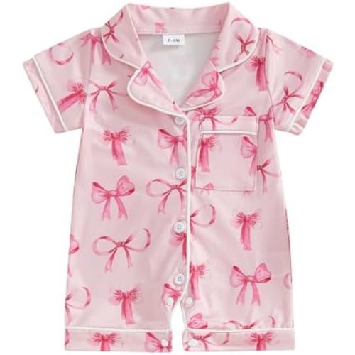 Newborn Summer Pajamas Baby Boy Girl Button Down Romper Cute Infant Sleepwear One-Piece Pjs