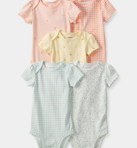 Baby Girl 5-Pack Fruit Multipack Bodysuits - Orange/Green/Yellow | Carter's
