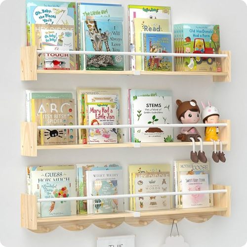 Book Shelf for Kids Rooms, Nursery Book Shelves,Floating Book Shelves for Wall, 33.8 inch Wall Book Shelf Set of 3,Perfect for Living Room, Kids Room,Bedroom.