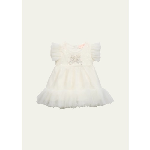 Girl's Sequined Bow Tulle Dress, Size 0M-24M