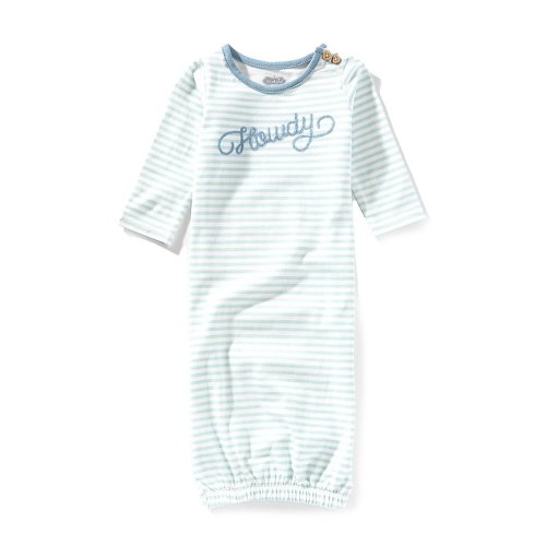 Mud Pie Baby Newborn-3 Months Long-Sleeve Howdy Chainstitched Embroidered Nightgown