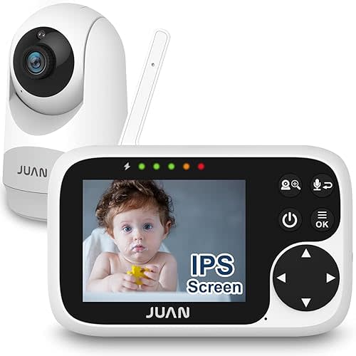 JUAN Video Baby Monitor with Camera and Audio - No WiFi Baby Camera Monitor with 3.2'' IPS Screen for Kids/Pets/Elderly, Pan/Tilt/Zoom Camera, 1000FT, Night Vision, VOX Mode