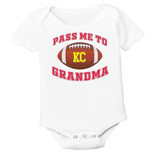 Football Pass Me to Grandma Baby Bodysuit for Kansas City Fans