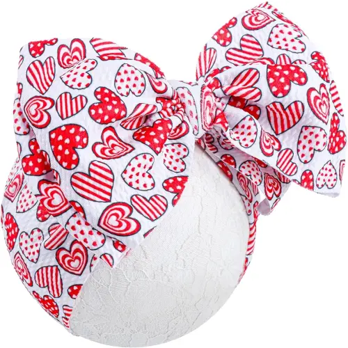 YanJie Valentine's Baby Headbands Red Heart Bow Wide Headbands Valentines Handmade Hairbands Hair Accessories Gift for Newborn Infant Toddlers Kid(Multi Color Heart)