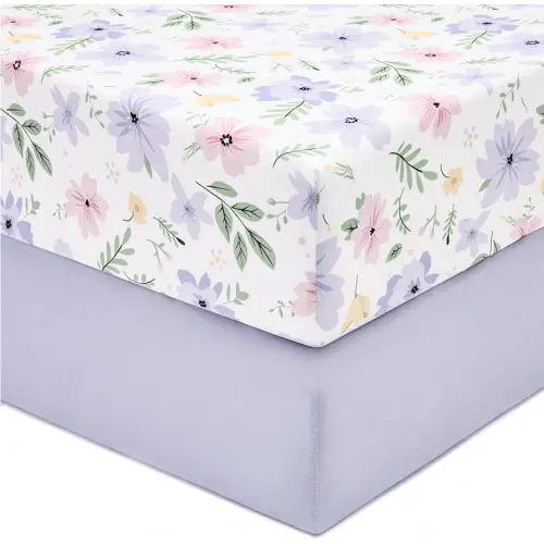 TILLYOU Baby Crib Sheets for Boys Girls, Super Soft Toddler Bed Sheets, 2 Pack Sheets for Standard Crib Mattress 28x52in, Brilliant Little Flowers