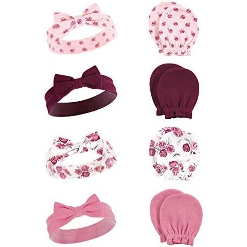 Hudson Baby Baby Girls' Cotton Headband and Scratch Mitten Set