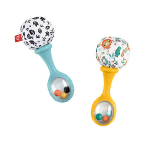 Fisher-Price Baby Rattle ‘n Rock Maracas Toys, Set Of 2 For Infants 3+ Months, High Contrast