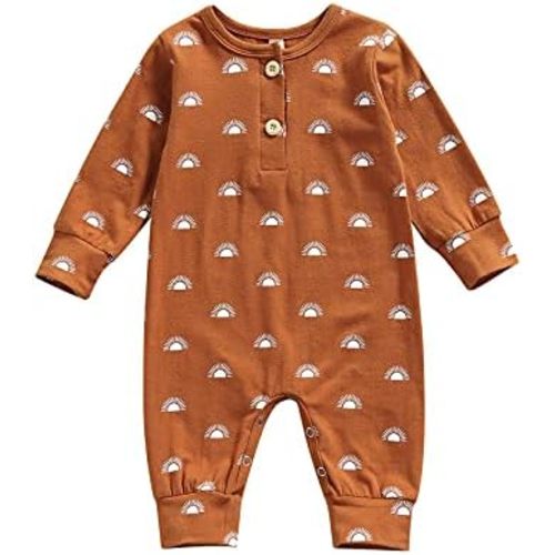 Newborn Baby Boy Girl Sun Print Romper Long Sleeve Bodysuit Onesies Jumpsuit One Piece Outfit Cotton Fall Clothes