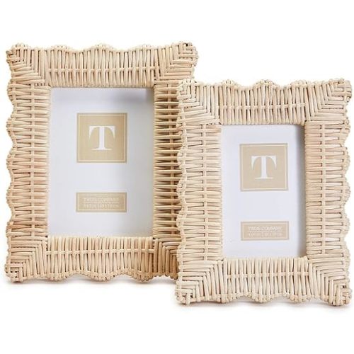 Two's Company Women's Wicker Weave Set of 2 Photo Frames